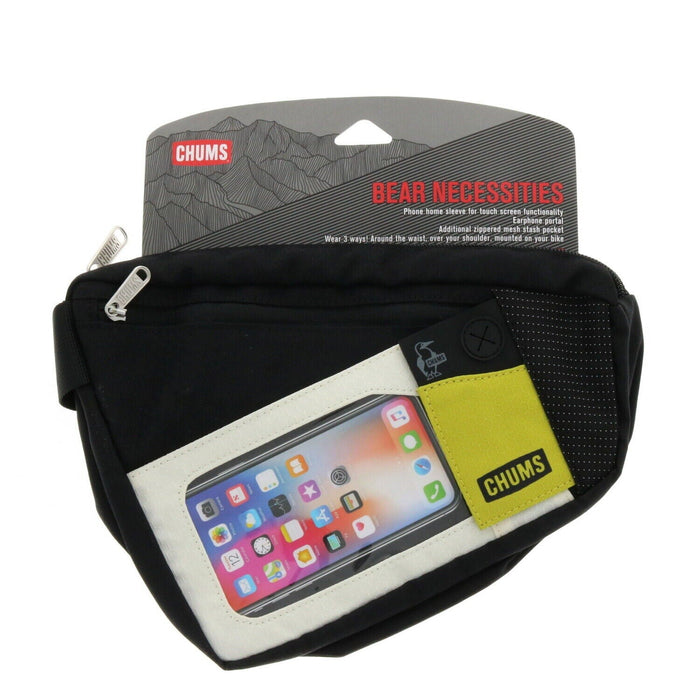 Chums #14059 Sport Waist Pack Phone Case Hip Pack ~ Black/Green/White