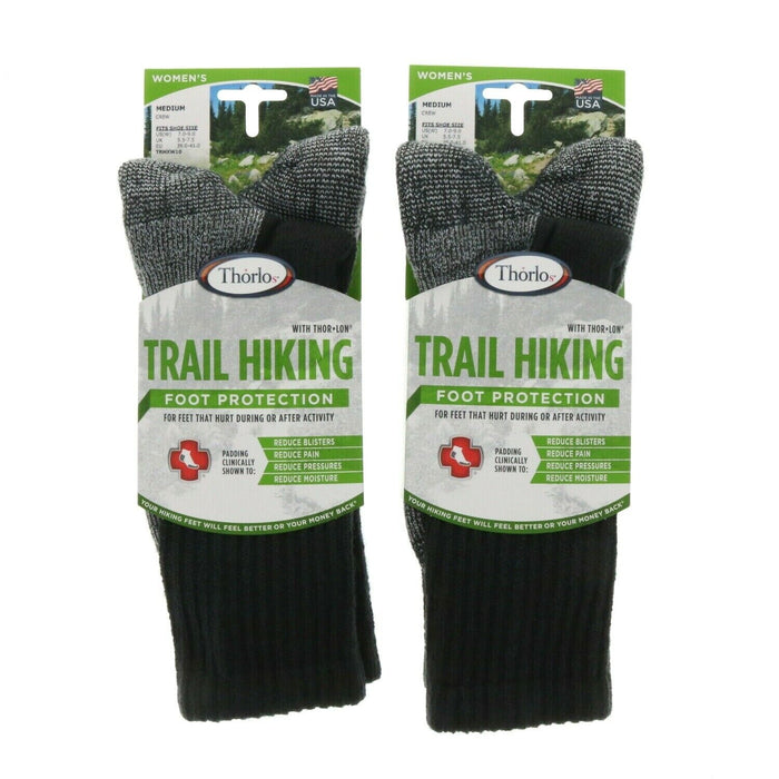 Thorlo Trail #TRHXW10729 CASTLEROCK GREY Women's Hiking Crew Socks Medium Trail ~ 2-Pack