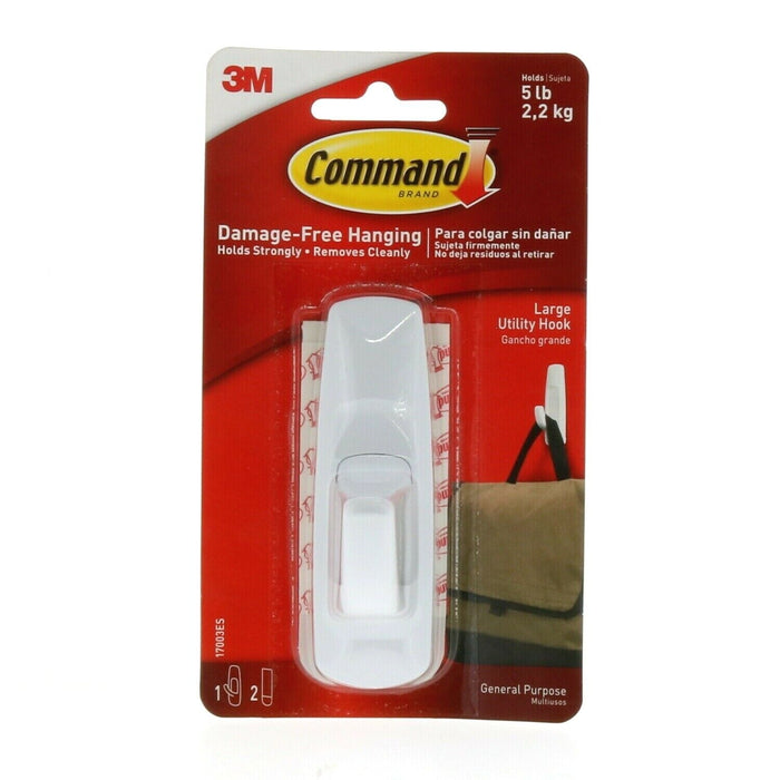 3M #17003ES Command Strips Large Hooks Holds 5 lbs ~ 6-Pack