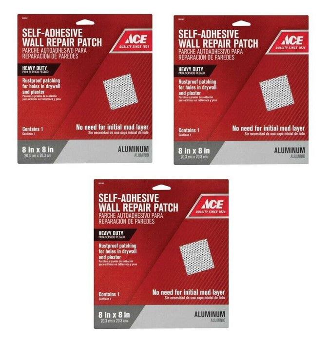 Ace Hardware #1015387 Self-Adhesive Aluminum Wall Repair Patch Kit 8" x 8" ~ 3-Pack