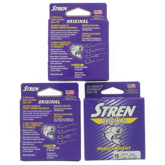 Stren #SOPS10-22 Monofilament Fishing Line 10lb 100yds Green ~ 3-Pack