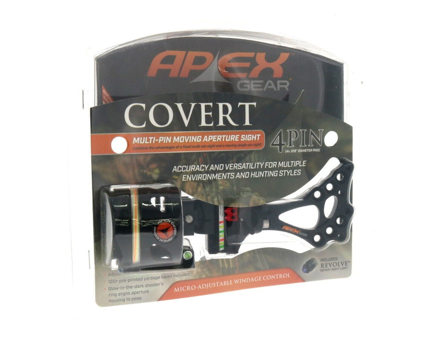 Apex Gear #AG2314B Covert Bow Sight 4 Pin .019 Right/Left Hand Black