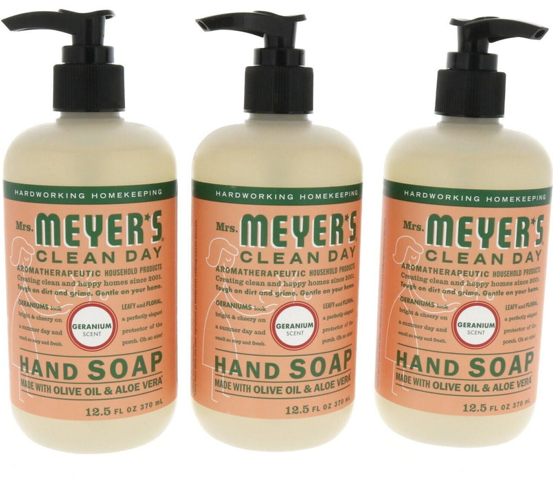Mrs. Meyer's Clean Day Liquid Hand Soap Geranium 12.5oz ~ 3-Pack