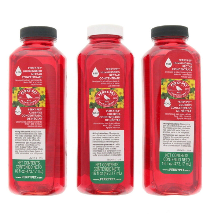 Perky-Pet Hummingbird Red Nectar Concentrate 16oz ~ 3-Pack