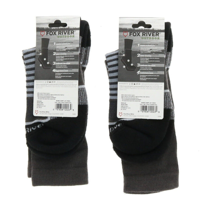 Fox River #2463 MD 07930 Charcoal Crew Socks Men's Medium ~ 2-Pack