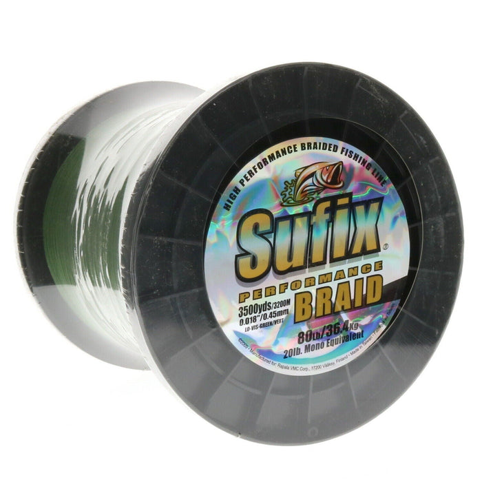 Sufix #663-480G Braided Fishing Line 80lbs 3500 Yards ~ Lo Vis Green