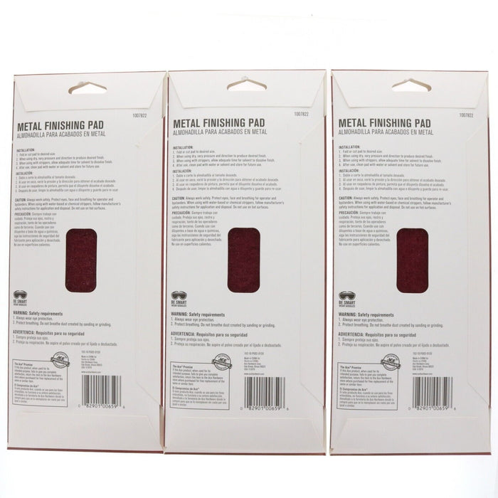 Ace Hardware #1007822 Metal Finishing Pads Abrasive 4-3/8" x 11" ~ 3-Pack