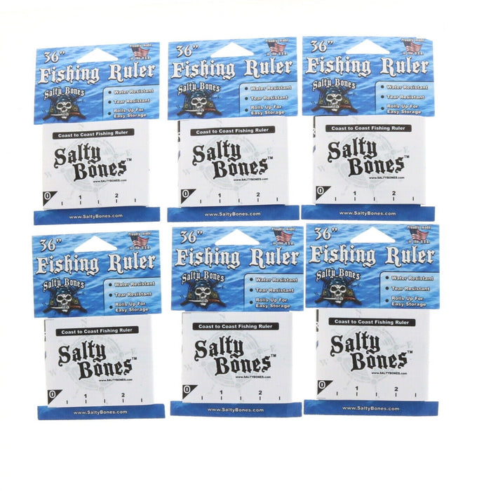 Salty Bones #FS60USA Vinyl Roll-Up Coast to Coast Fishing Ruler ~ 6-Pack