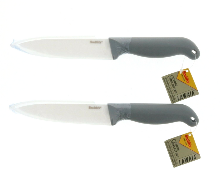 Smiths #51217 Lawaia 5" Serrated Ceramic Bait Knife Fishing ~ 2-Pack