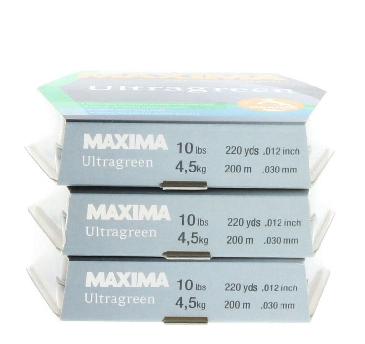 Maxima MOSS-10 One Shot Ultragreen Monofilament Fishing Line 10lbs 220yds ~ 3-Pack