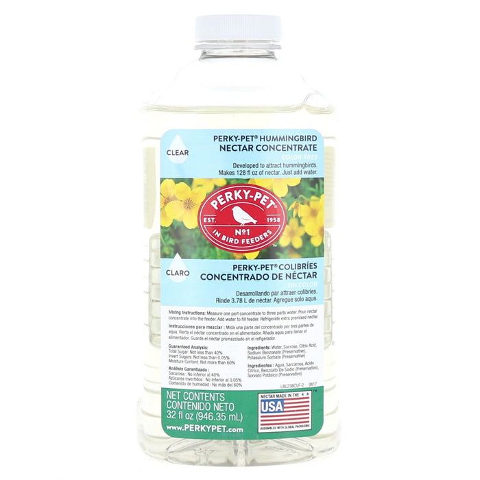 Perky-Pet Hummingbird Food Nectar Clear Concentrate 32oz Bottle