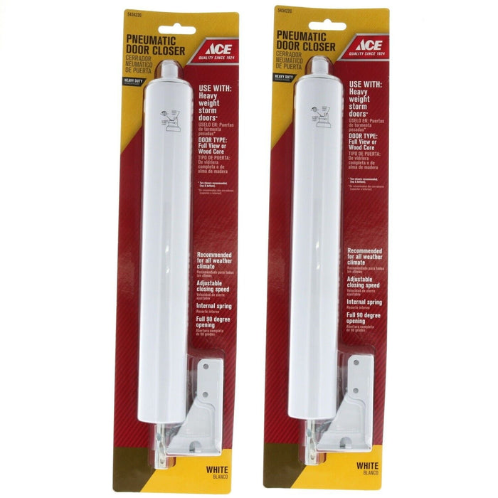 Ace Hardware #5299524 Heavy Duty Weight Pneumatic Storm Door Closer White ~ 2-Pack
