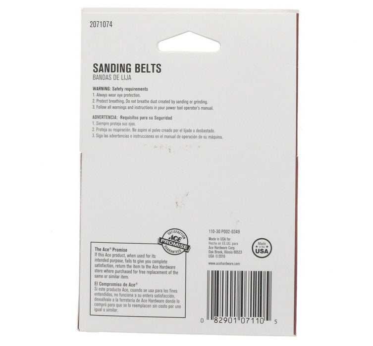 Ace Hardware #2071074 2ct Sanding Sander Belts 4" x 24" 80 Grit Medium