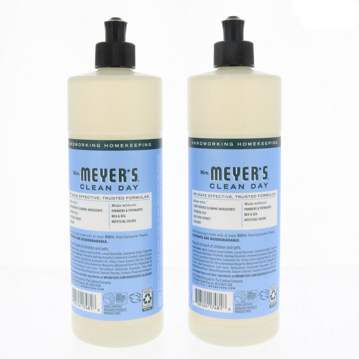 Mrs. Meyer's #17481 Liquid Dish Soap Bluebell Scent ~ 2-Pack