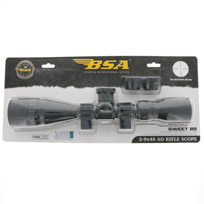 BSA #2239X40AOWRTB Sweet 22 3-9x40mm Rifle Scope