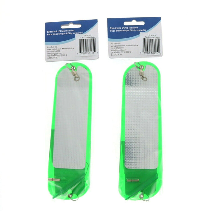 Pro-Troll #PC8-105 ProChip 8 Fin Flasher with EChip Glow Green 8-Inch ~ 2-Pack