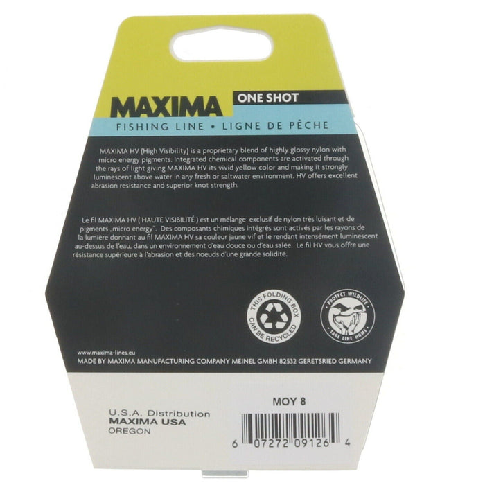 Maxima #MOY 8 One Shot High Visibility Fishing Line 8lbs 220yds Hi Vis Yellow