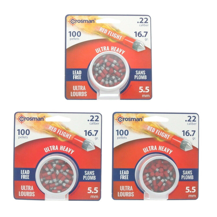 Crosman #LF22167 .22-Caliber Red Flight Pellets 16.7 Grain ~ 3-Pack ~ 300 Pellets Total