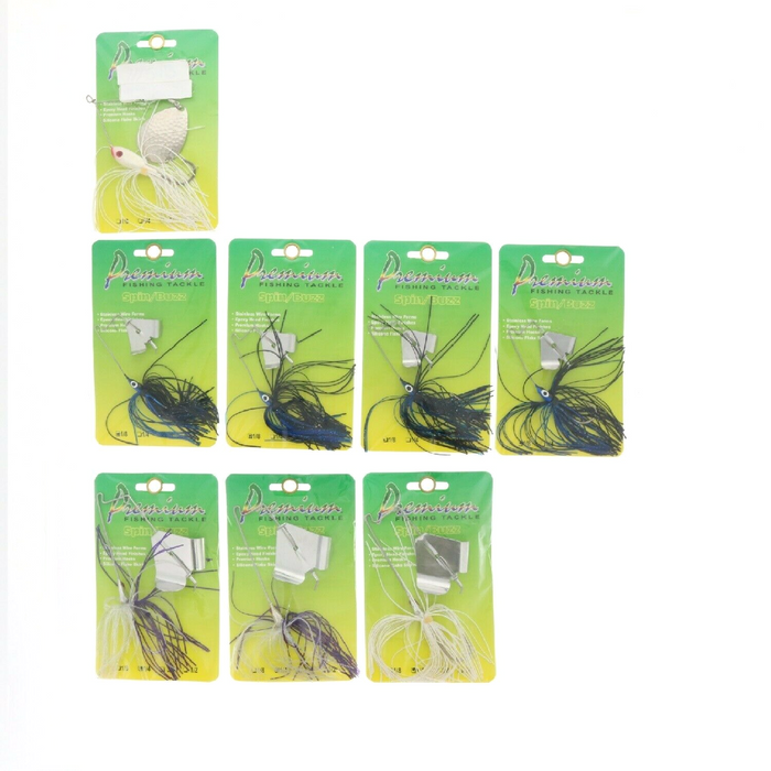 Premium Fishing Tackle #PRE-MBB36-A Spinner Bait & Buzz Lures 1/8,1/4, 1/2 oz Multi Lure~ 8-Pack