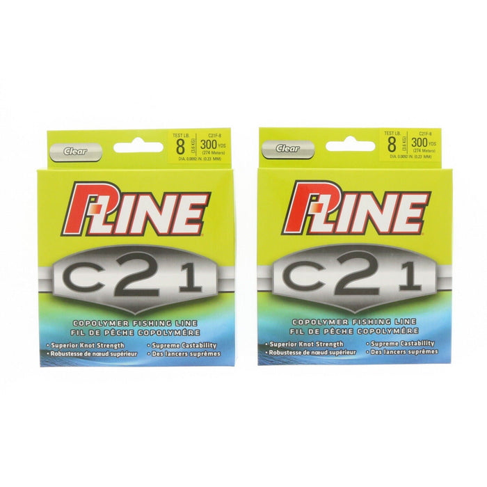 P-Line # C21F-8 C21 Freshwater Fishing Line 8 Lb Test 300 Yards Clear ~ 2-Pack