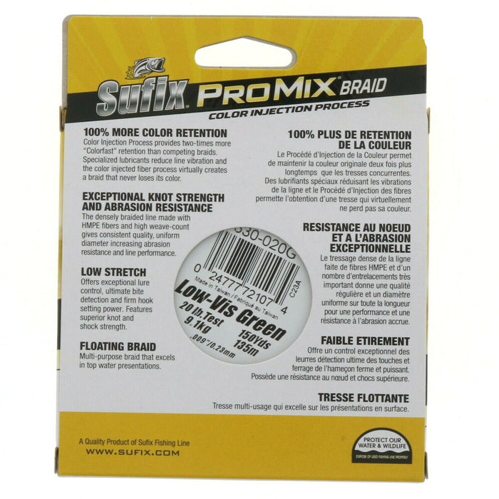 Sufix #630-020G ProMix Braided Fishing Line 20lb Test 150yds ~ Green