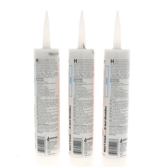 Sashco Big Stretch Acrylic Latex High Performance Caulking Sealant ~ 3-Pack ~ 31.5oz Total