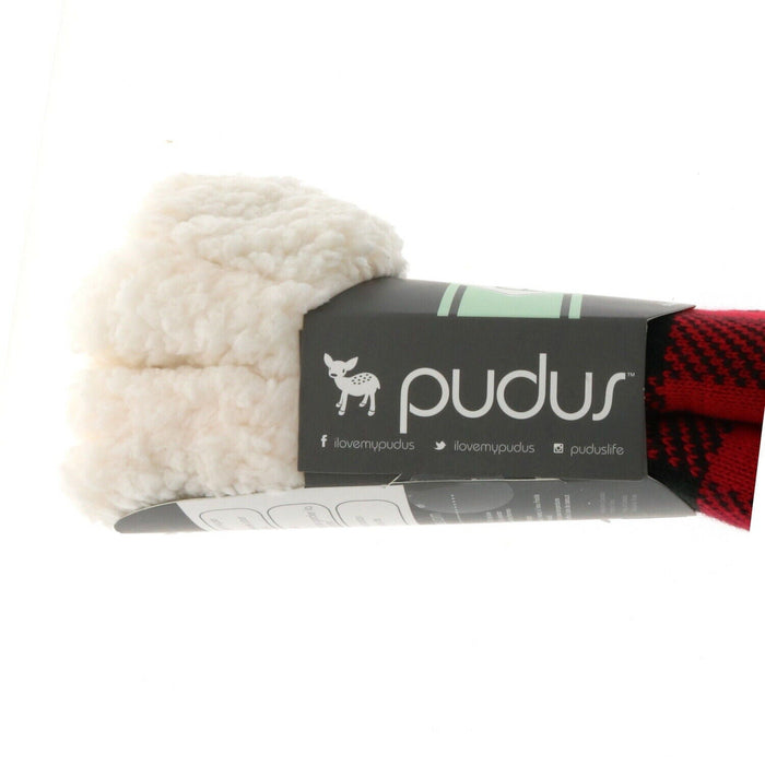 Pudus #LJ-RD-C Lumberjack Red Checkered Cozy Winter Ankle Slipper Socks for Women and Men