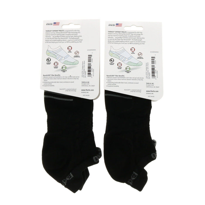 Thorlo #XPTU10066 Experia Ankle Athletic Running Socks Small Black ~ 2-Pack