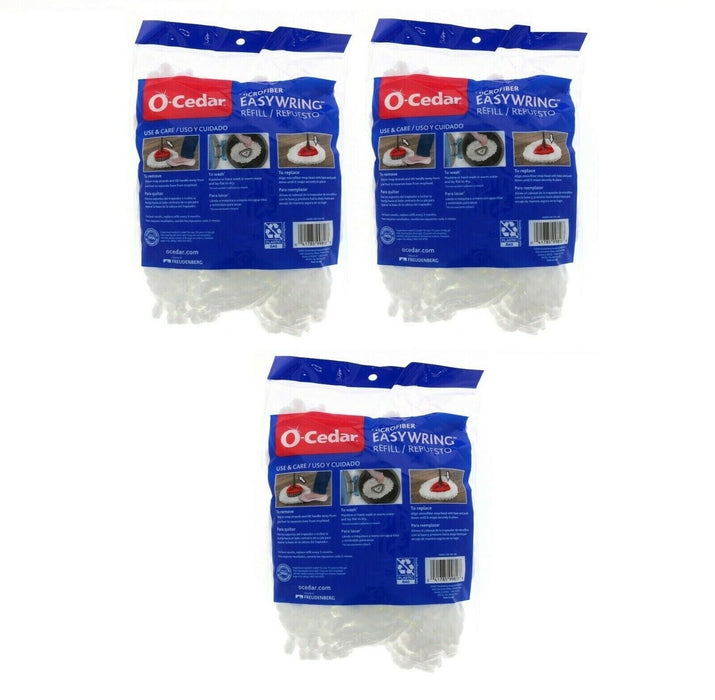 O-Cedar #553698944 Easy Wring Mop Head Washable Reusable Microfiber Refill ~ 3-Pack