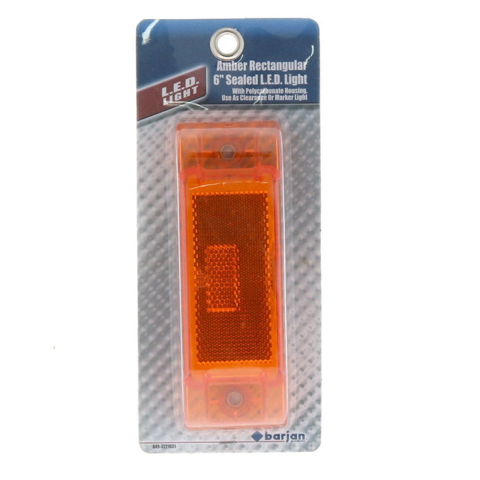 Barjan #049-3221031 Amber Rectangular 6" Sealed LED Marker Clearance Light