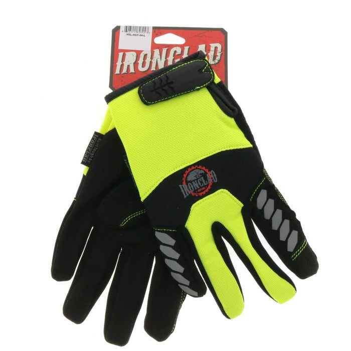 Ironclad #YRL-HSY-06  Red Line Gloves Reflective Work Gloves Hi-Vis Medium