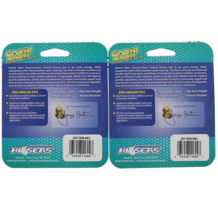 Hi-Seas #GSF-F300-06CL Grand Slam Fluorocarbon Coated Fishing Line ~ 2-Pack