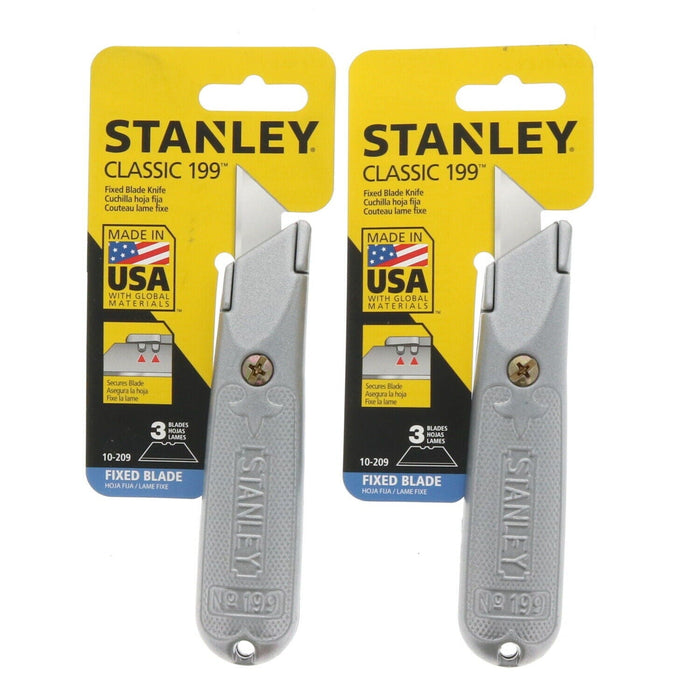 Stanley #10-209 Fixed Blade Utility Box Knife Cutter ~ 2-Pack