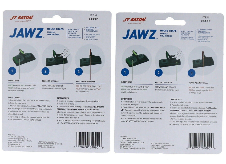 Jawz #409P Mouse Traps ~ 2-Pack ~ 4 Traps Total