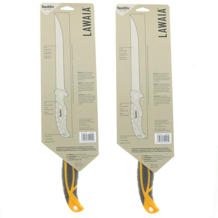 Smith's #51094 9" Lawaia Outdoor Saltwater Fixed Blade Fillet Knife & Sheath ~ 2-Pack