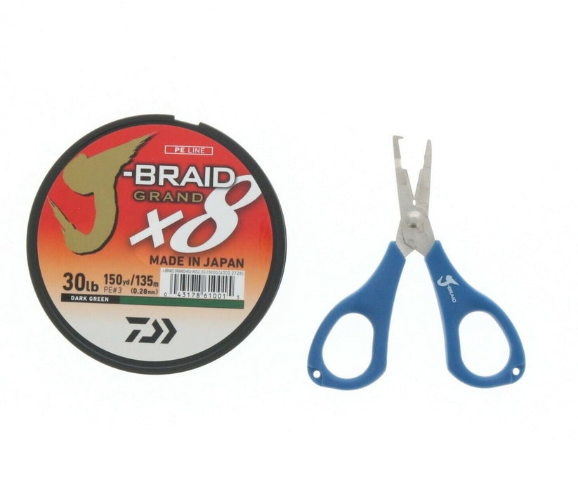 Daiwa #JBGD8U30-150DG-LC 30lb Test J-Braid Grand x8 Braided Fishing Line 150yd Dark Green