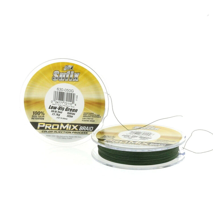 Sufix #630-050G ProMix Braid Fishing Line 50lb 150yds Low-Vis Green ~ 2-Pack