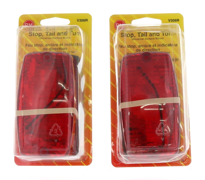 Peterson #V306R Stop Tail Turn Light Red Rectangular ~ 2-Pack