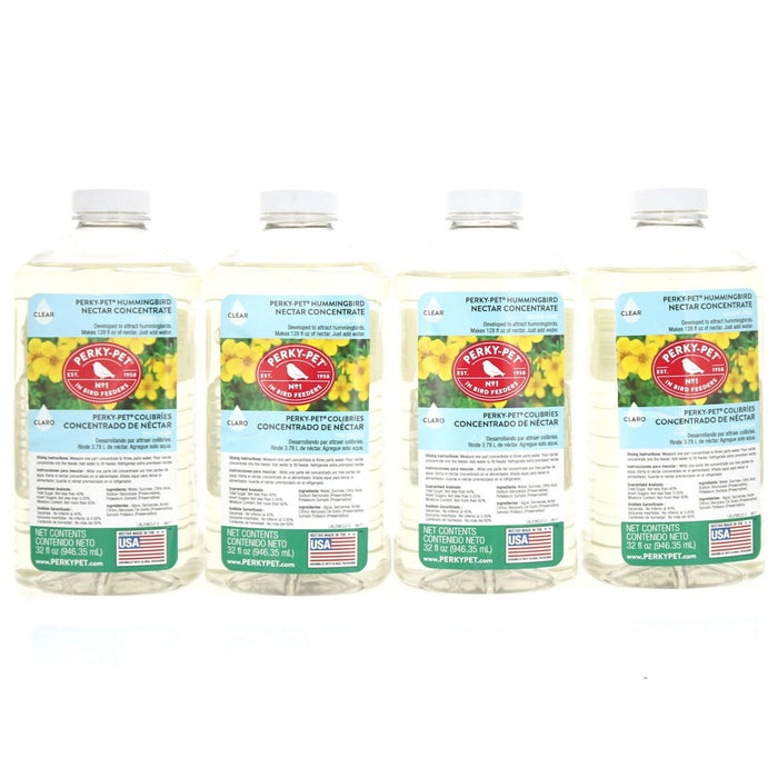 Perky Pet #238CL Hummingbird Food Nectar Liquid Concentrate Clear ~ 4-Pack ~ 128oz Total