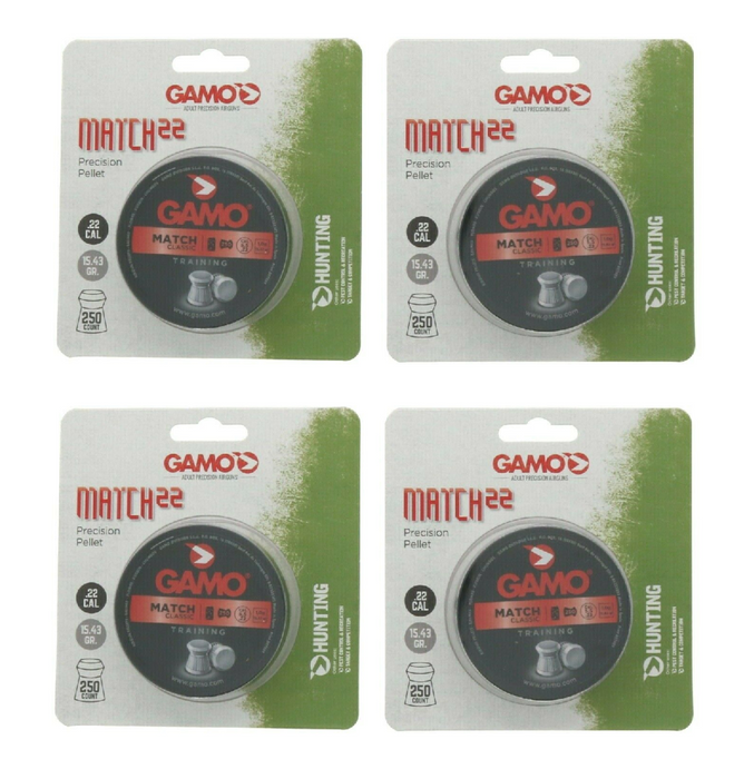 Gamo #6320025B54 Match Flat Nose .22 Caliber Pellets 250ct ~ 4-Pack ~ 1,000 Pellets Total