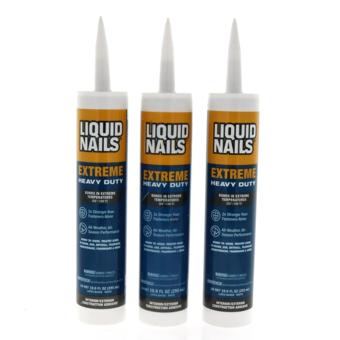 Liquid Nails #LN-907 All Weather Construction Adhesive White 10oz ~ 3-Pack