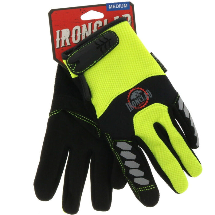 Ironclad #YRL-HSY-06  Red Line Gloves Reflective Work Gloves Hi-Vis Medium