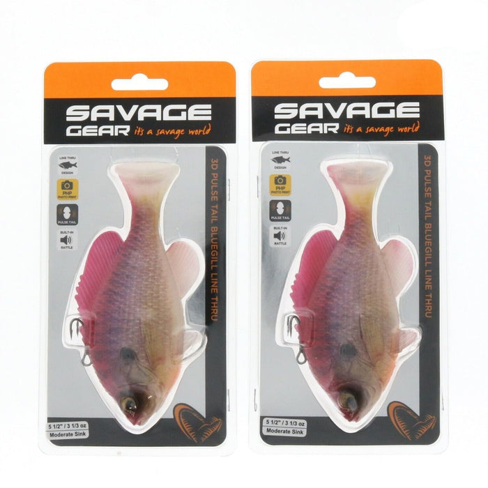 Savage Gear #3669 3D Pulse Tail Bluegill Line Thru 5 1/2" Pink Gill ~ 2-Pack