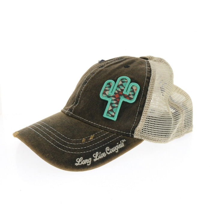 Wrangler #W130-89790BK-000 Cactus Distressed "Long Live Cowgirls" Baseball Cap