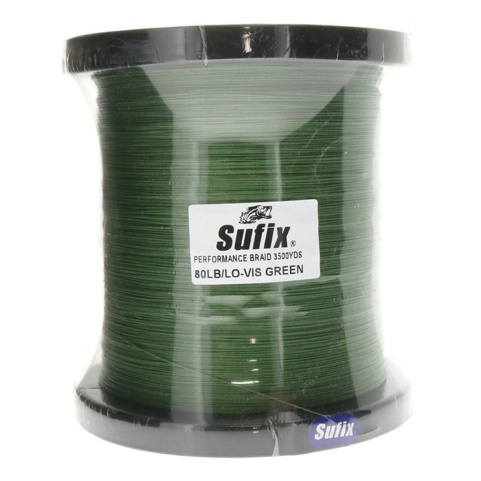 Sufix #663-480G Braided Fishing Line 80lbs 3500 Yards ~ Lo Vis Green