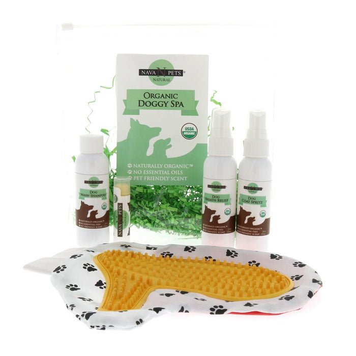 Nava Pets Organic Dog Shampoo Breath Coat Spray Set Essential Oils