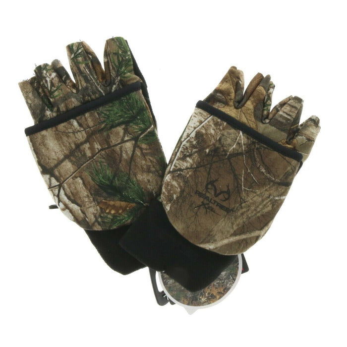 Hot Shot # 25-694 Realtree Camo Pop-Top Mittens Fingerless Gloves ~ Size Large