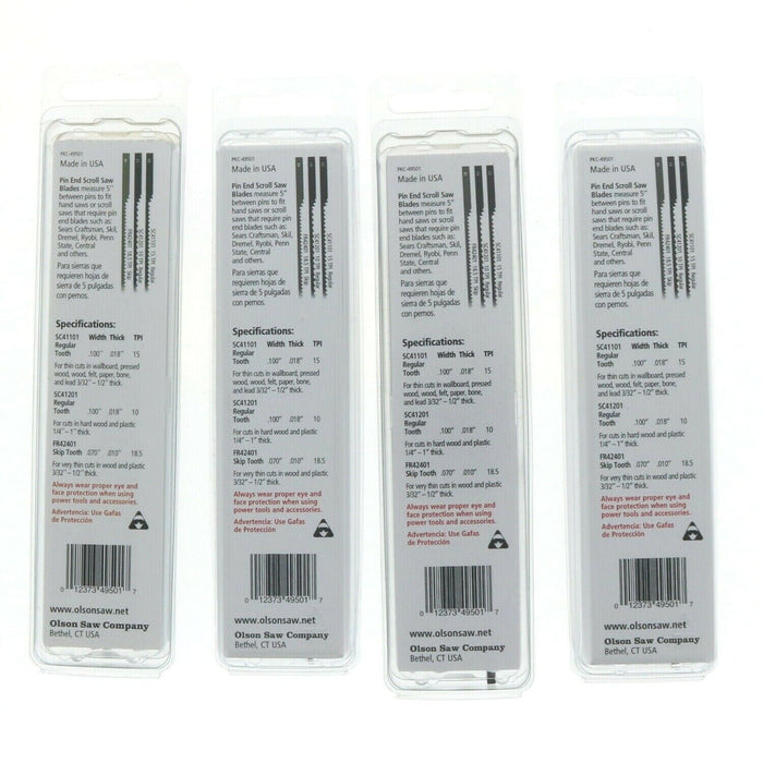 Olson #49501 5" Pin End Scroll Saw Blades Assortment ~ 4-Pack ~ 72 Blades Total