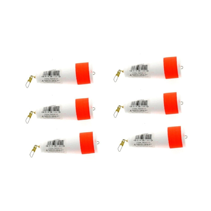 Comal Tackle #25WR3 Weighted Popping Fishing Float 3" Orange/White ~ 6-Pack