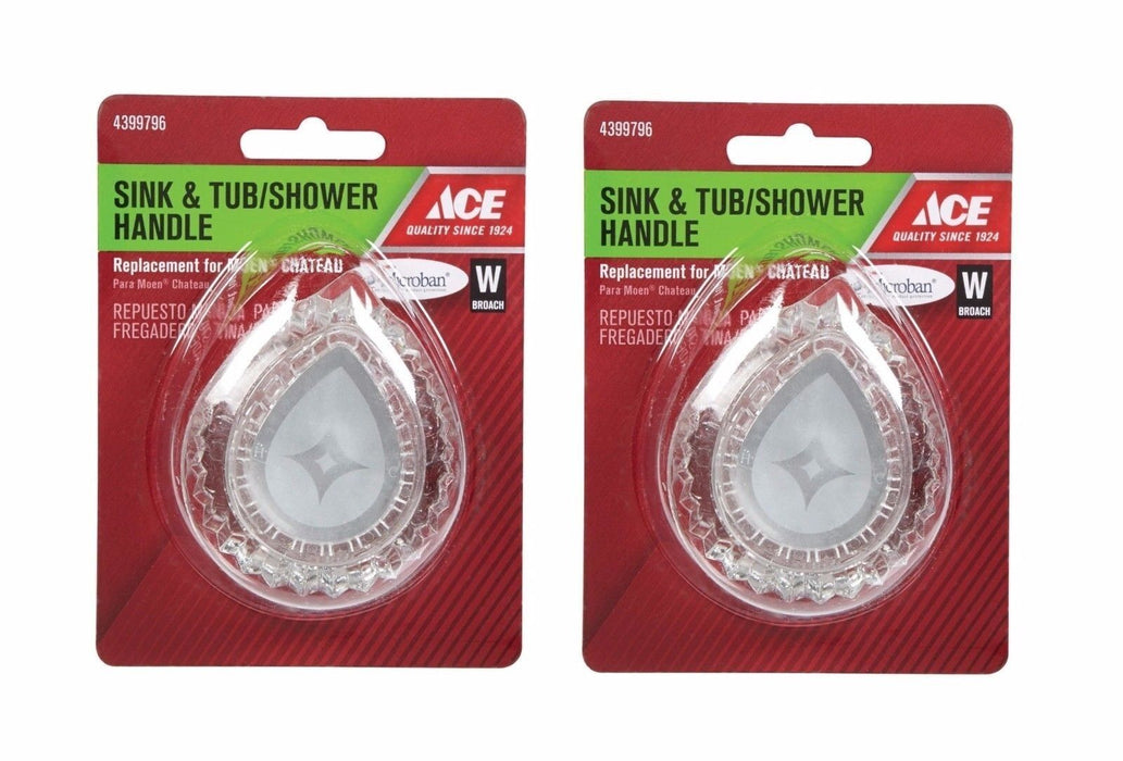 Ace Hardware #4399796 Moen Acrylic Sink Tub/Shower Replacement Faucet Handle ~ 2-Pack